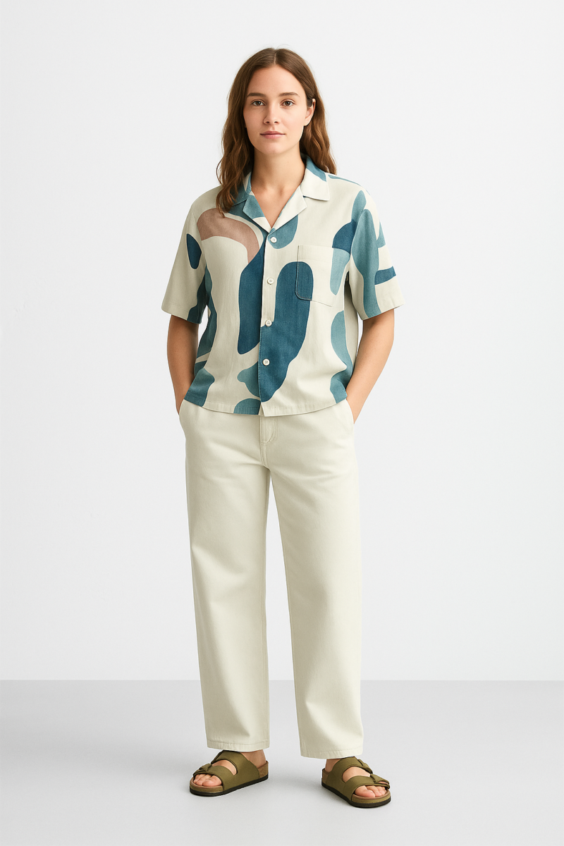Luisa Revere Collar Relaxed Fit Cotton Shirt - Image 4