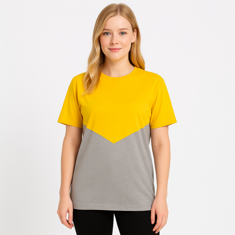 Sammy Mustard Grey Panel Relaxed Fit Tshirt