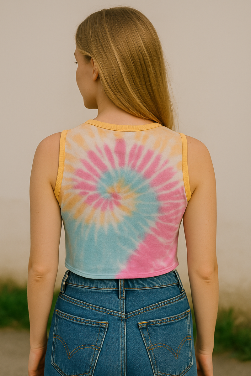 Perla Round Neck Tie Dye Crop Top - Image 3