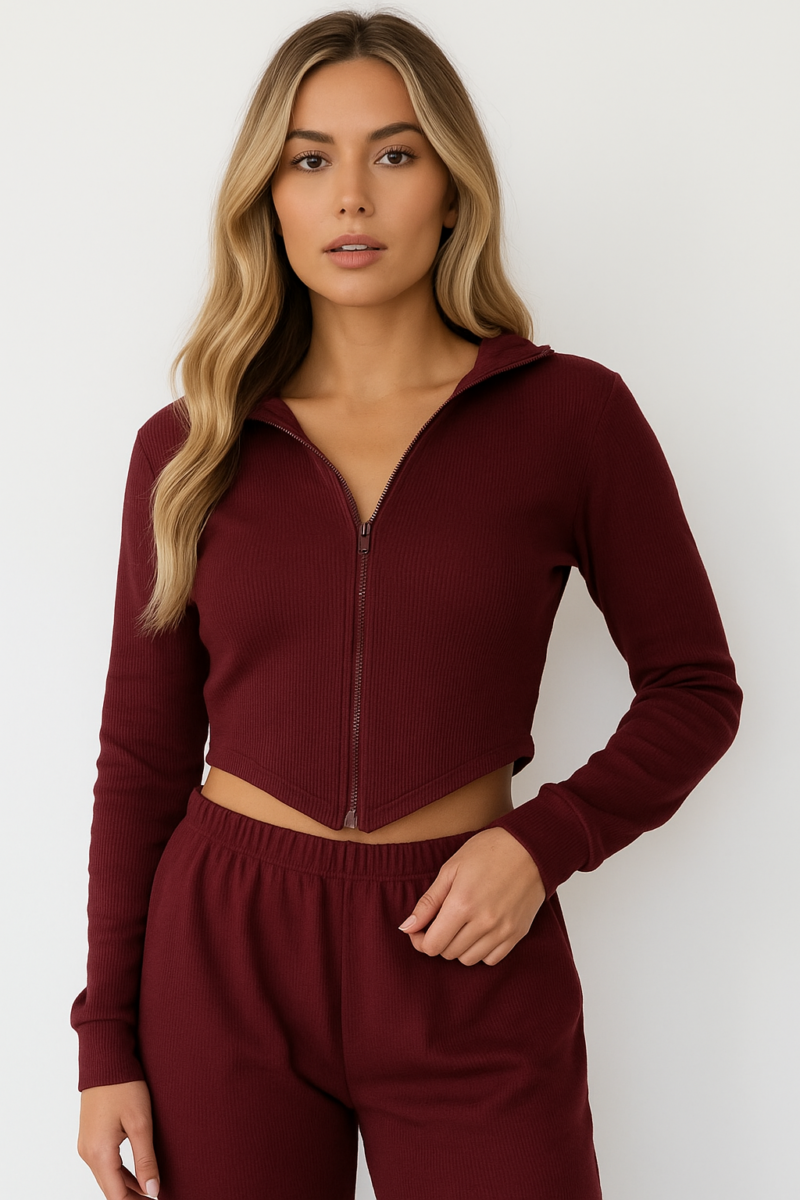 Amby Rib Wine Corset Top