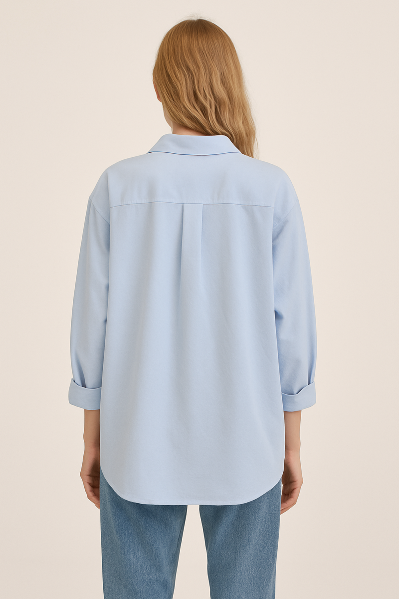Freda Blue Relaxed Fit Full Sleeves Cotton Shirt - Image 4