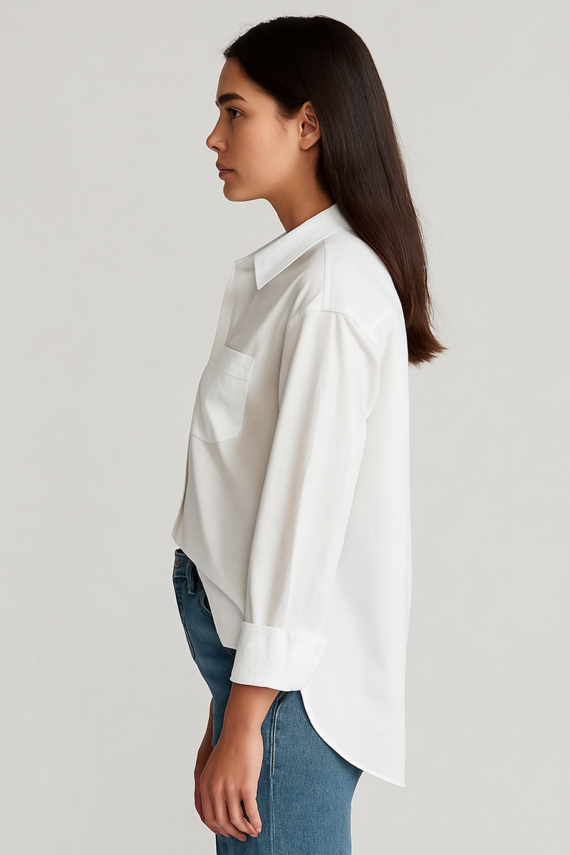 Donna White Relaxed Fit Full Sleeves Cotton Shirt - Image 2