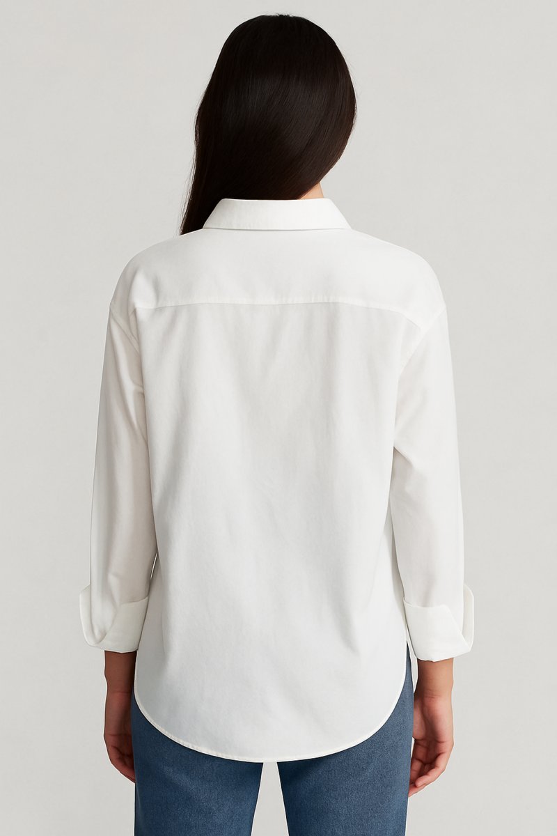 Donna White Relaxed Fit Full Sleeves Cotton Shirt - Image 3