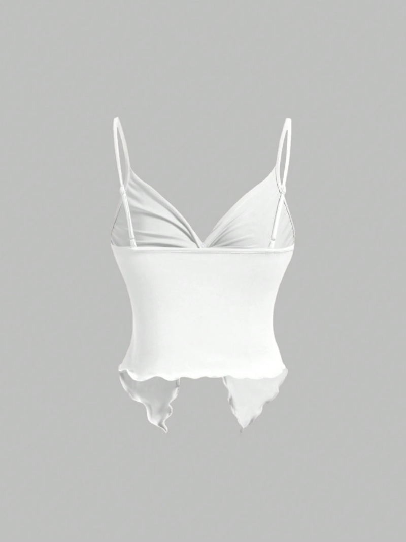 Jess White Front Twist Cami Crop Top - Image 2