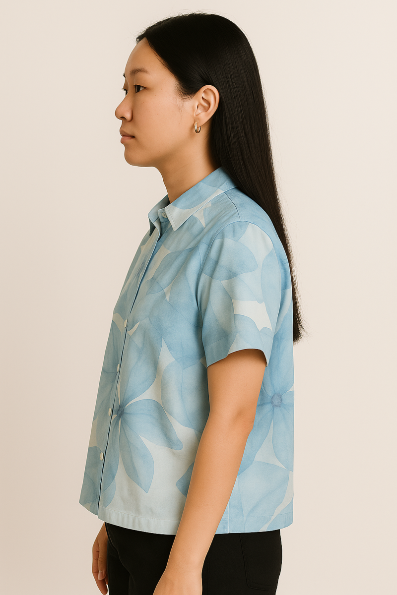 Charlie Blue Floral Relaxed Fit Shirt - Image 3