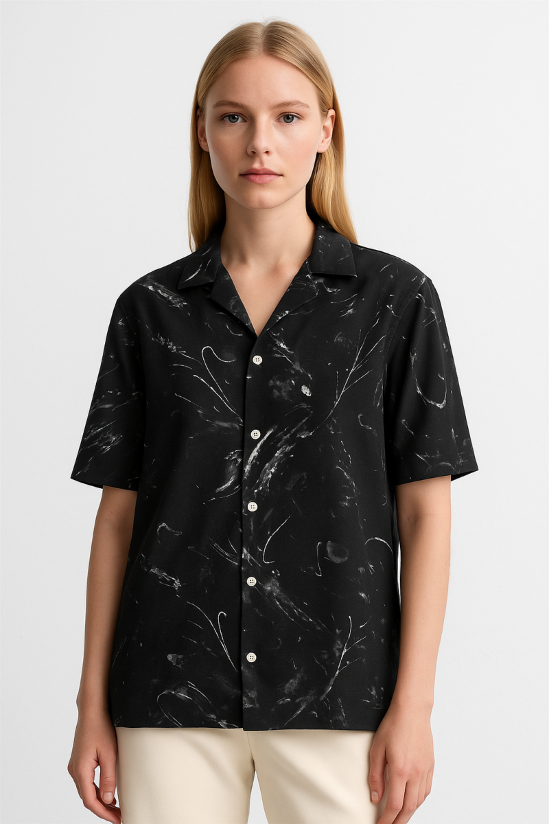 Lika Black Abstract Print Relaxed Fit Shirt