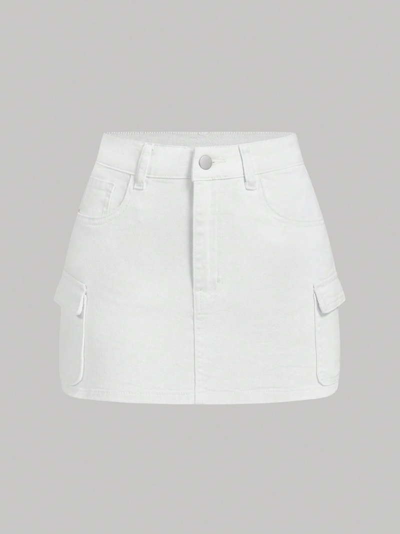 Dixy White Cargo Mini Skirt
