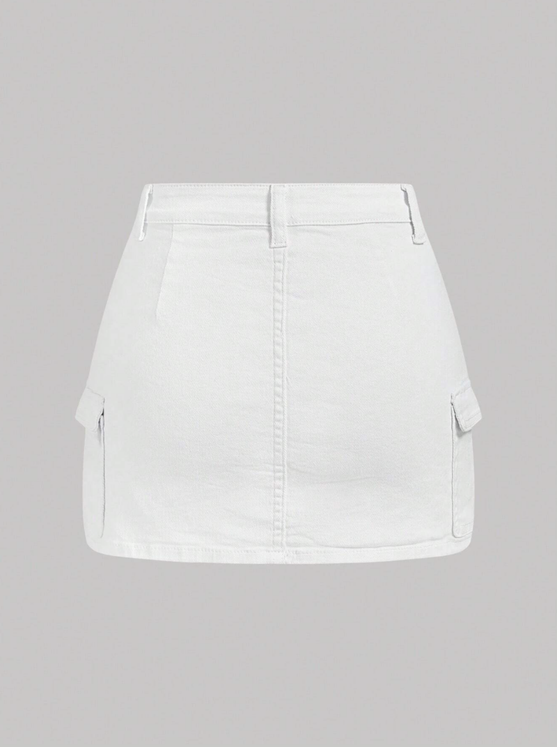 Dixy White Cargo Mini Skirt - Image 2