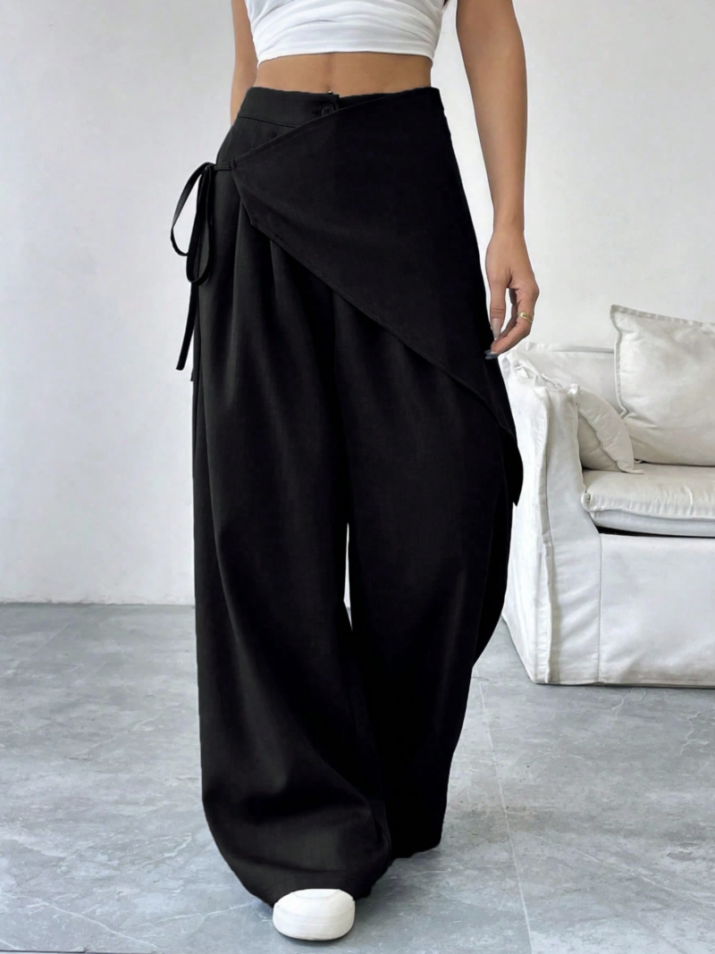 Tanny Black Tie Waist Relaxed Fit Pants