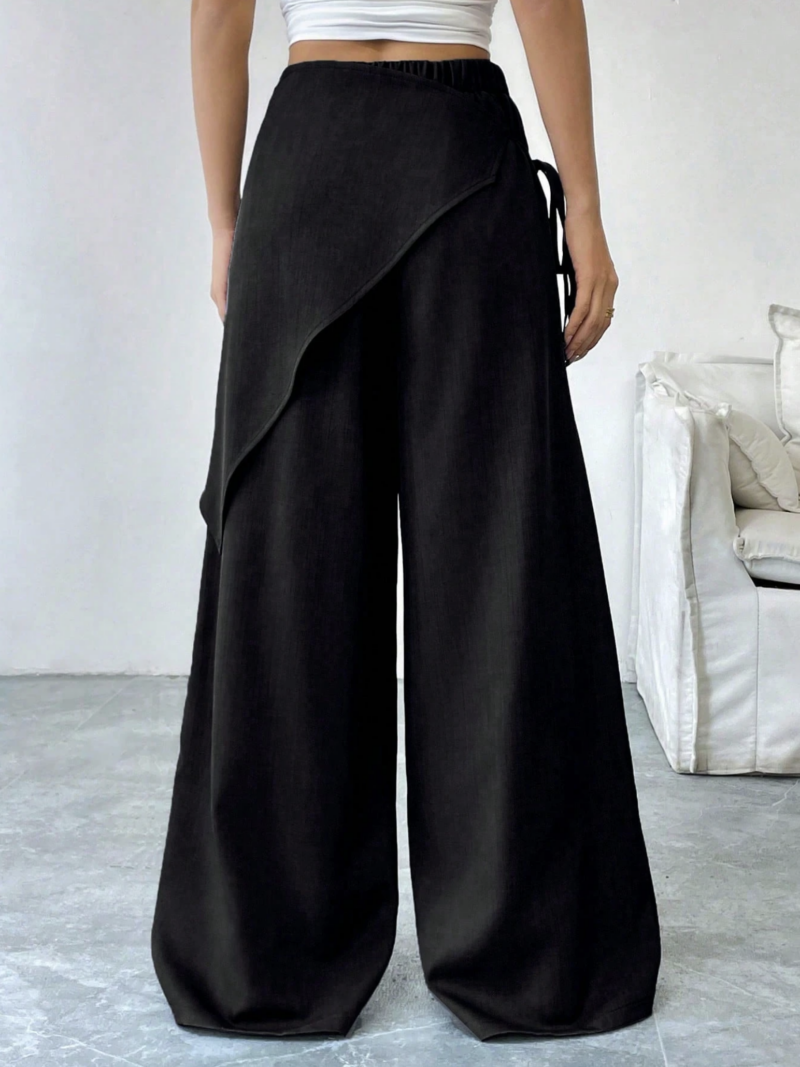 Tanny Black Tie Waist Relaxed Fit Pants - Image 2