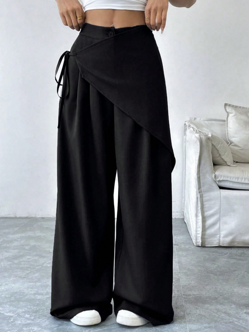 Tanny Black Tie Waist Relaxed Fit Pants - Image 3