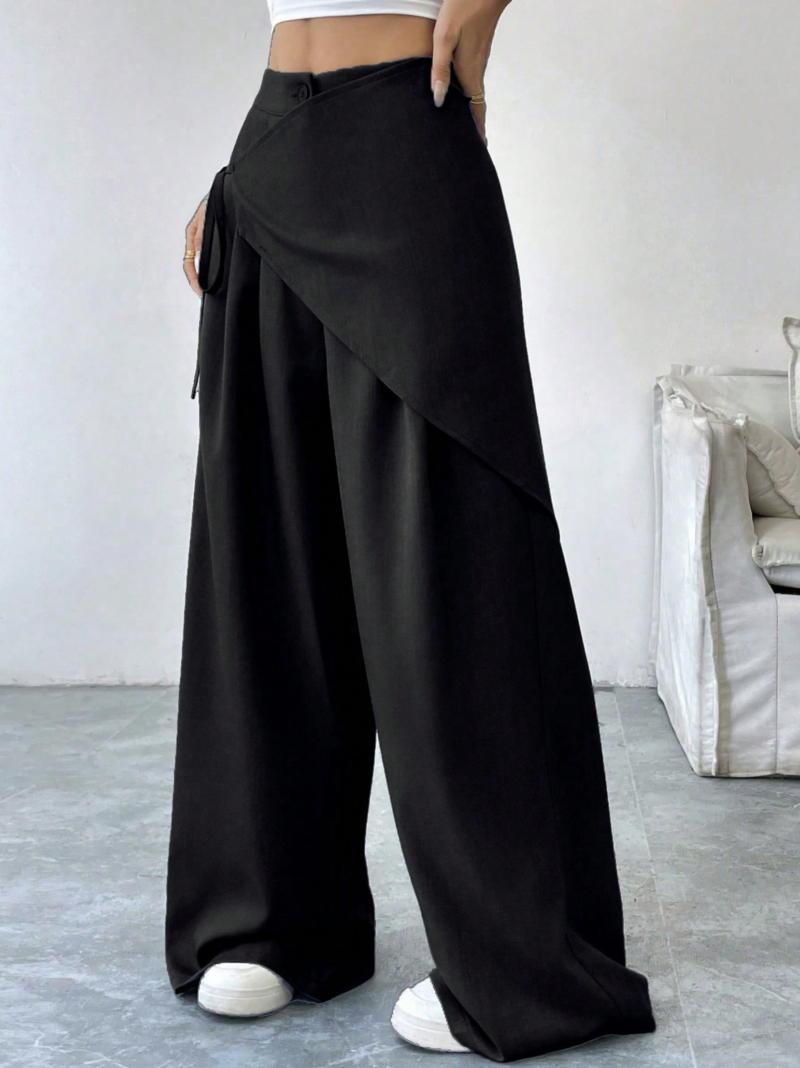 Tanny Black Tie Waist Relaxed Fit Pants - Image 5