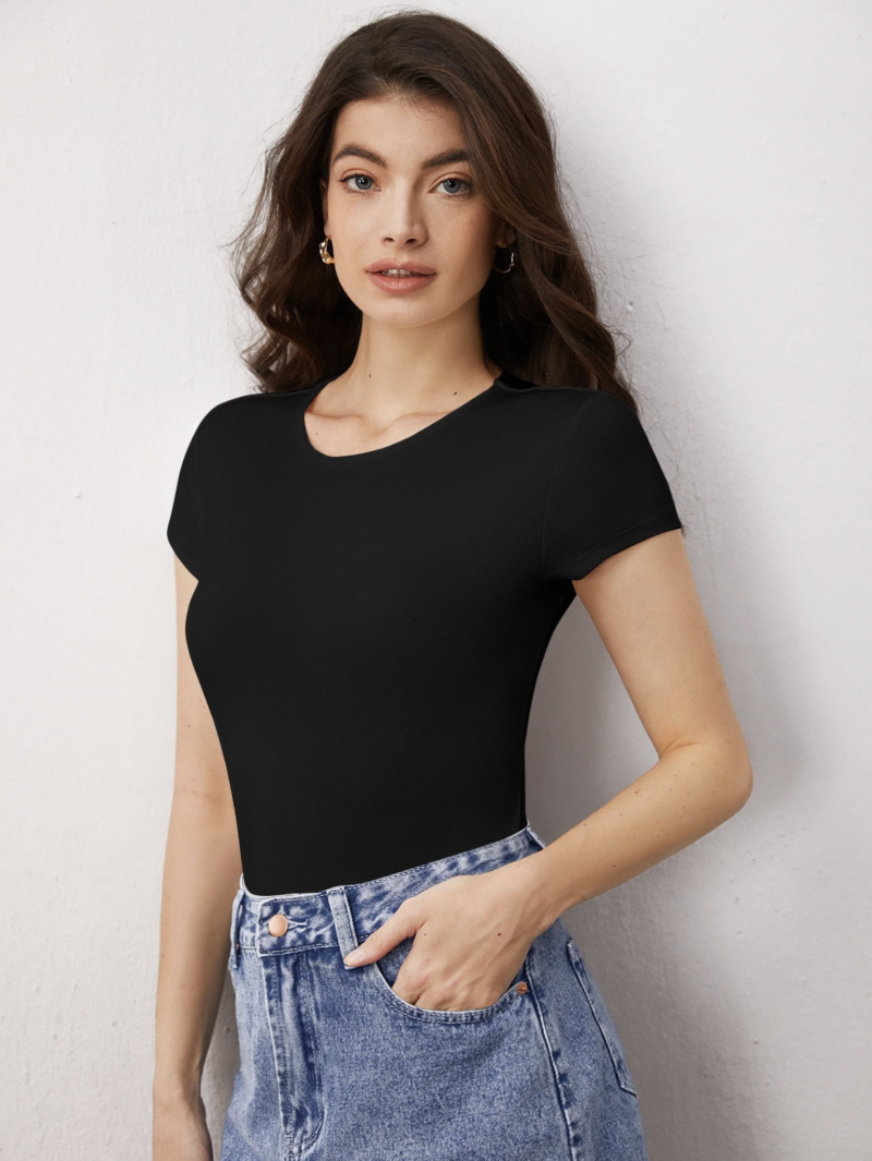 Riry Black Half Sleeves Bodysuit - Image 6
