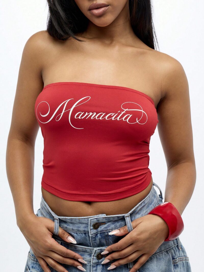 Mamacita Print Red Tube Top