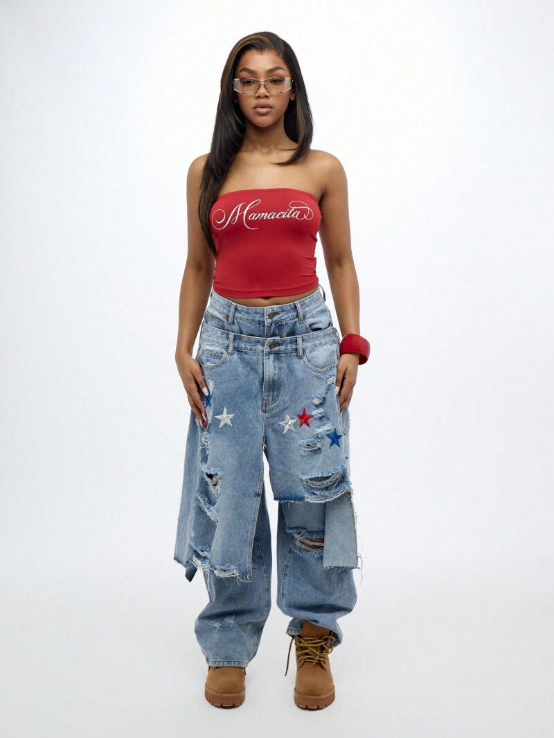 Mamacita Print Red Tube Top - Image 5