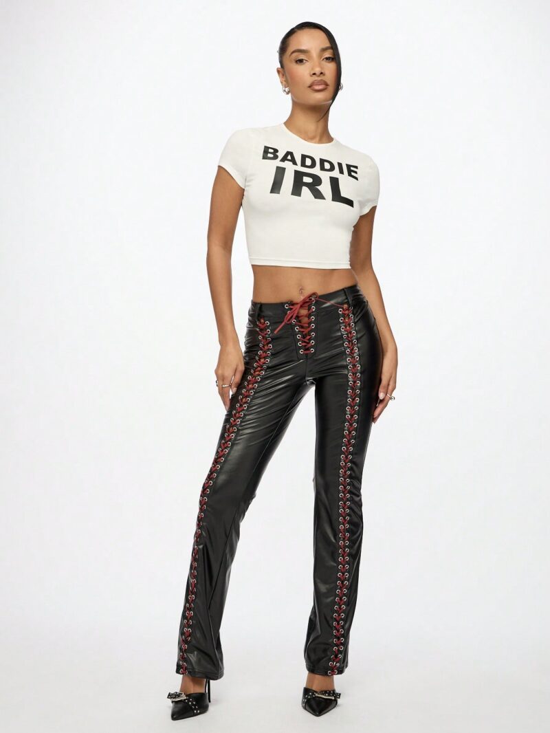 Baddie Printed White Baby Tee - Image 6