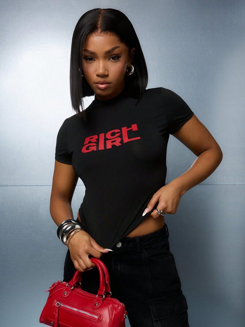 Rich Girl Black Baby Tee - Image 4