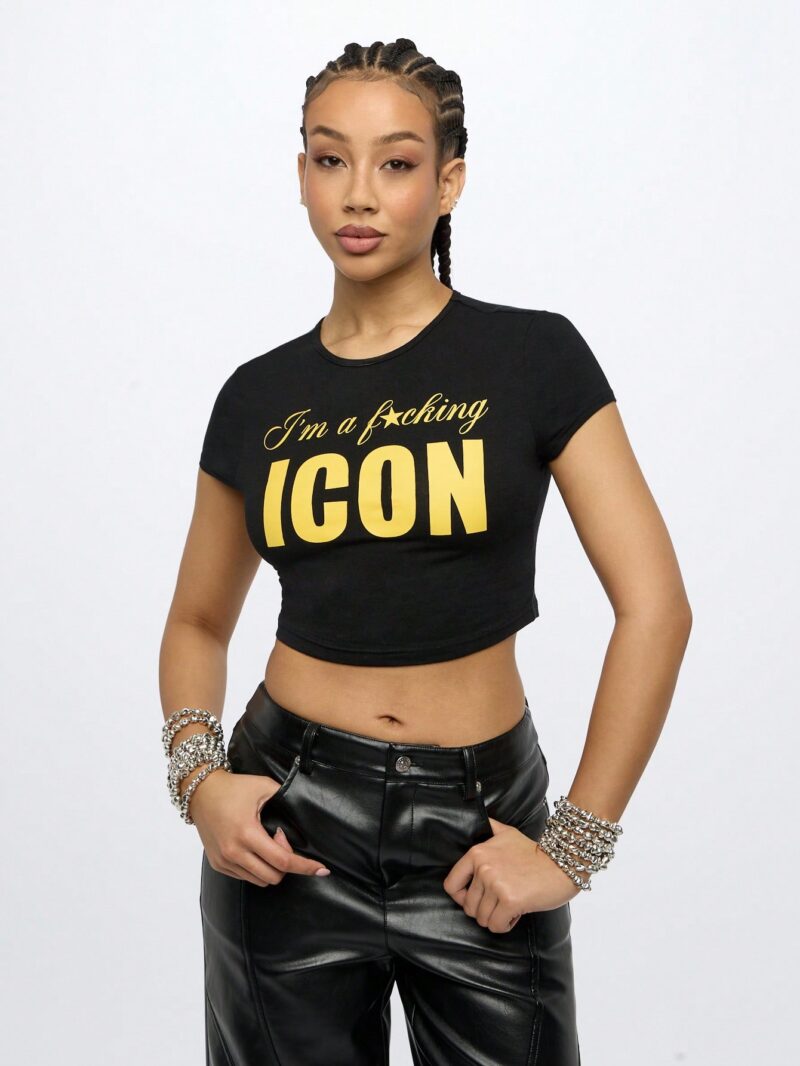 Icon Print Black Baby Tee