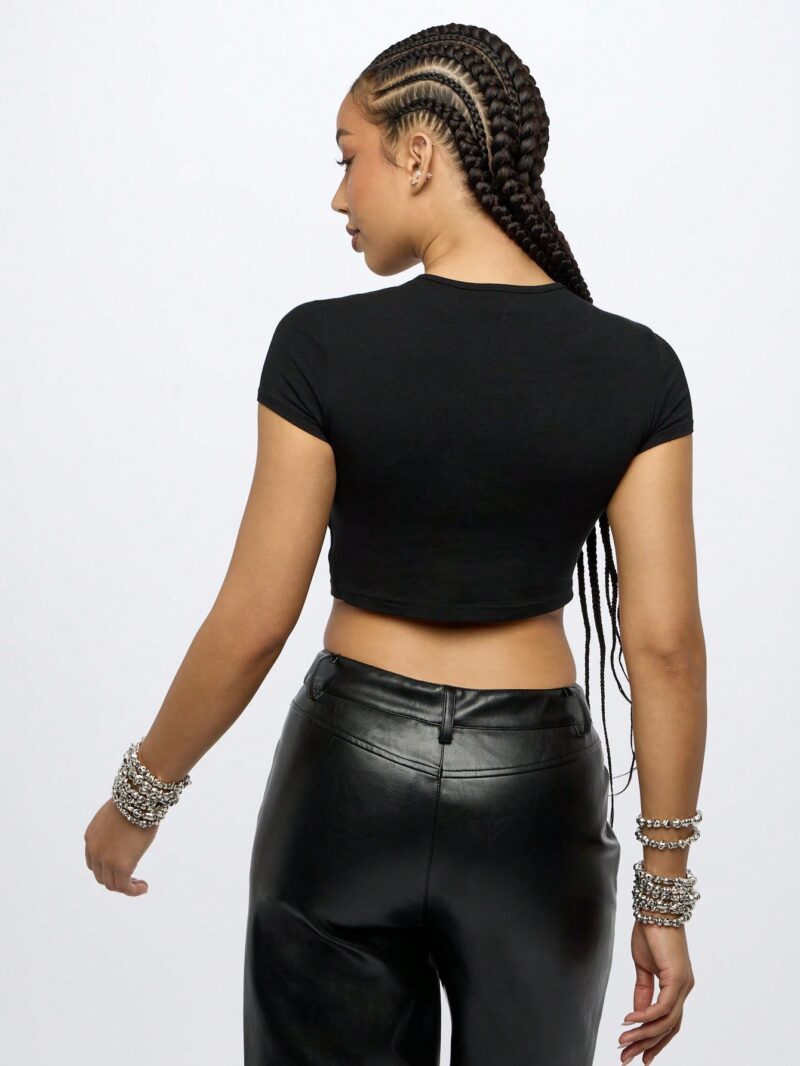 Icon Print Black Baby Tee - Image 4