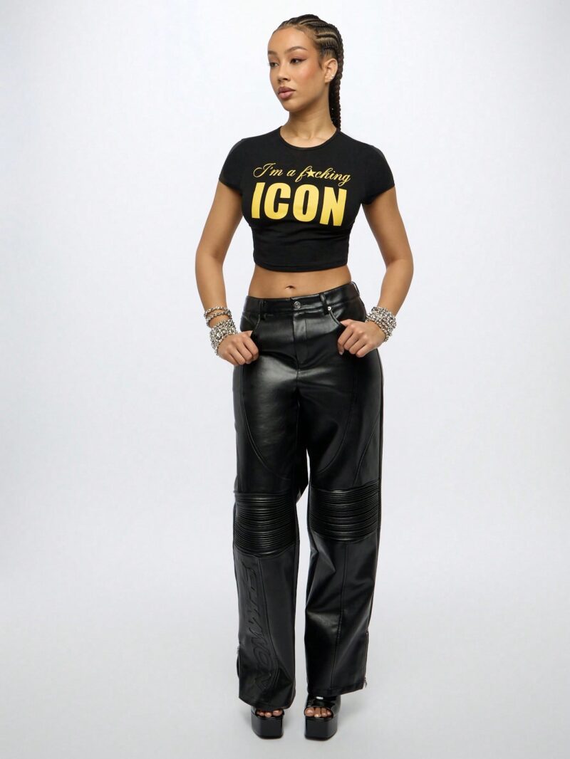 Icon Print Black Baby Tee - Image 3