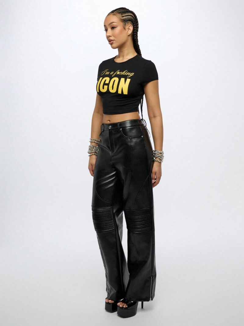 Icon Print Black Baby Tee - Image 5