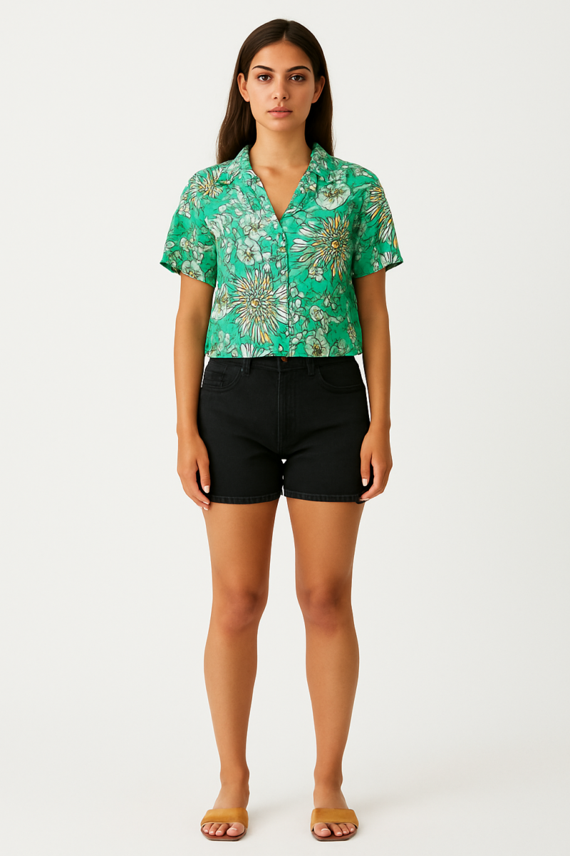 Devy Floral Print Revere Collar Shirt - Image 4