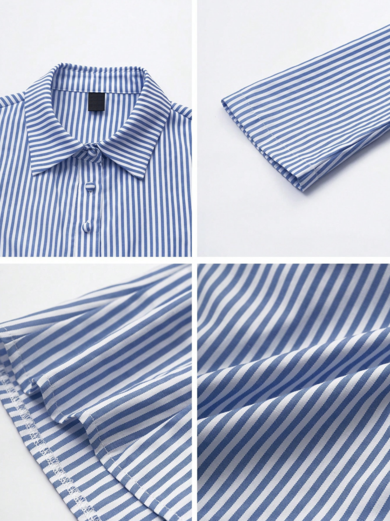 Amanda Blue Stripes Pleated Full Sleeves Shirt - Image 8