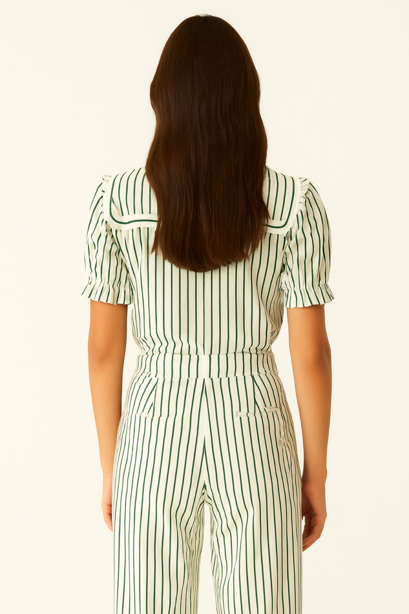 Siva Green Stripe Shirt & Pants Coord Set - Image 3