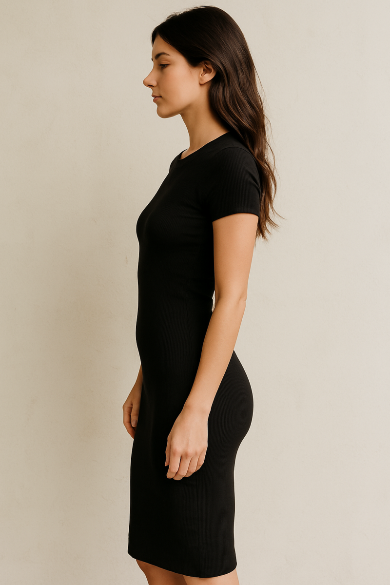 Tioki Black Short Sleeves Bodycon Dress - Image 2