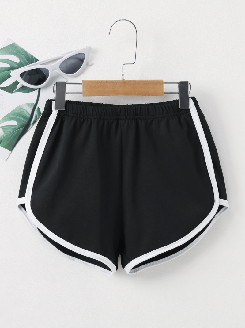 Tay Black Contrast Binding Booty Shorts