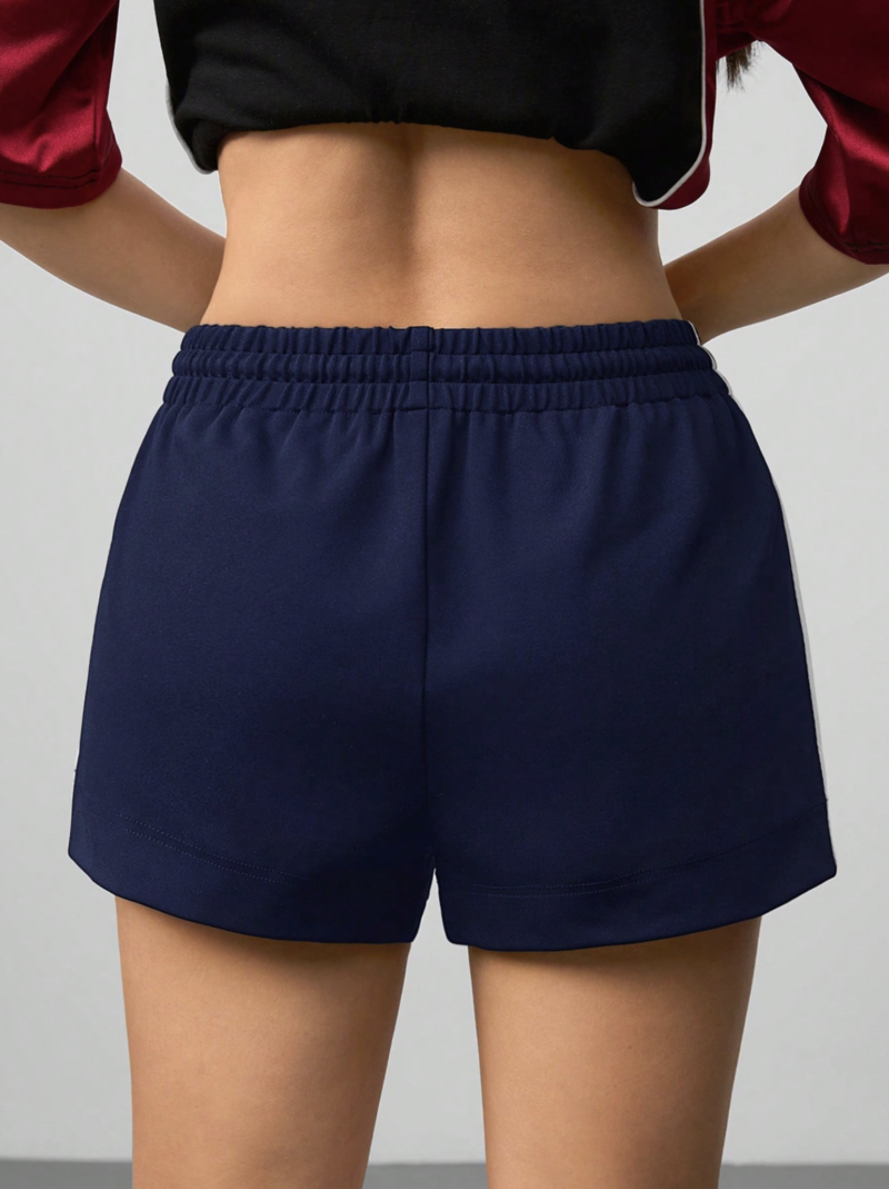 Letty Black Contrast Stripes Cotton Shorts - Image 2