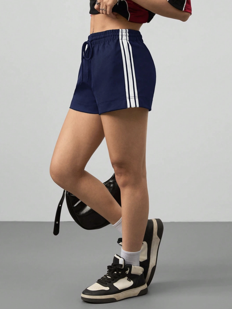 Letty Black Contrast Stripes Cotton Shorts - Image 3