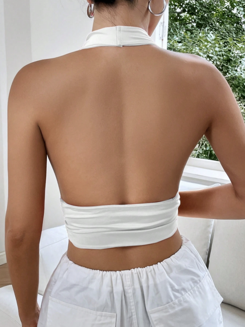 Cecil White Halter Neck Crop Top - Image 2