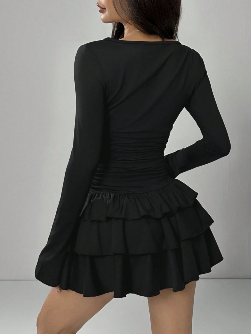 Niah Black Full Sleeves Ruffle Dress - Image 2