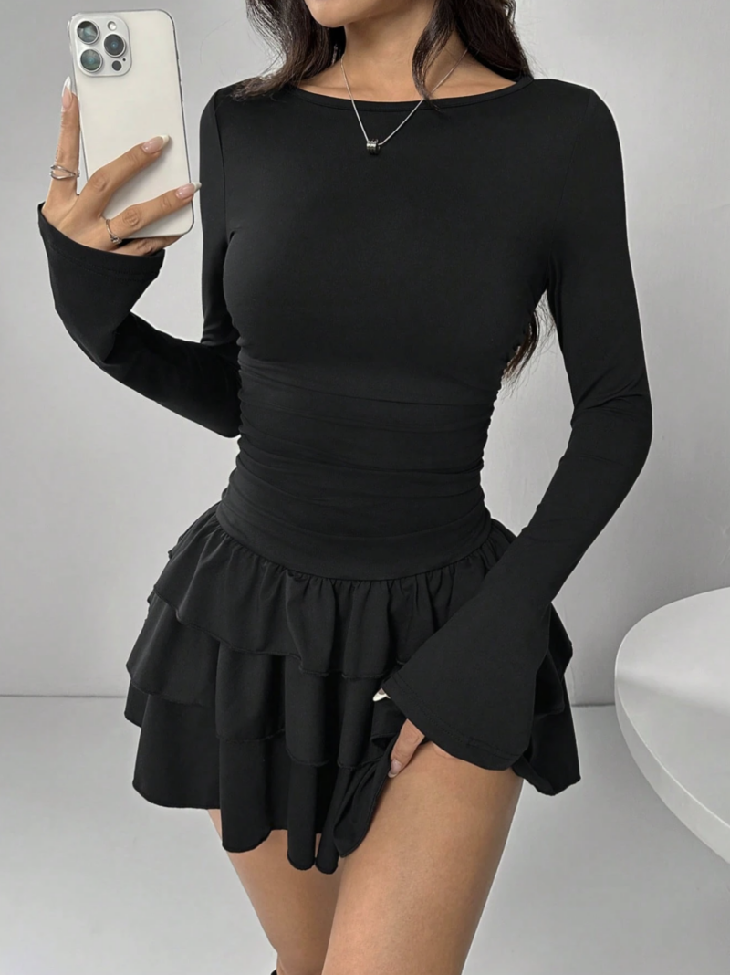 Niah Black Full Sleeves Ruffle Dress - Image 3