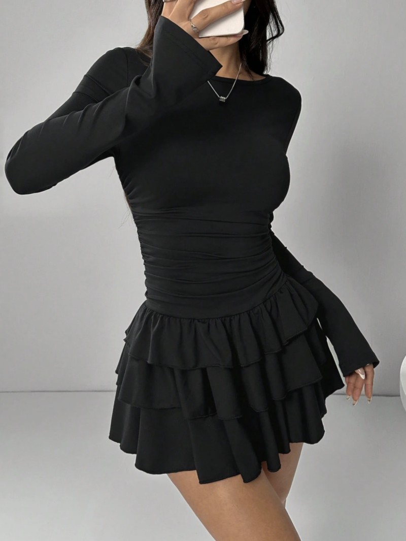 Niah Black Full Sleeves Ruffle Dress - Image 5