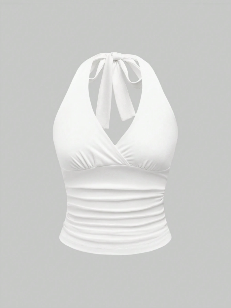 Cassy White Halter Neck Crop Top