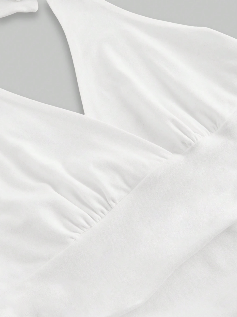 Cassy White Halter Neck Crop Top - Image 3