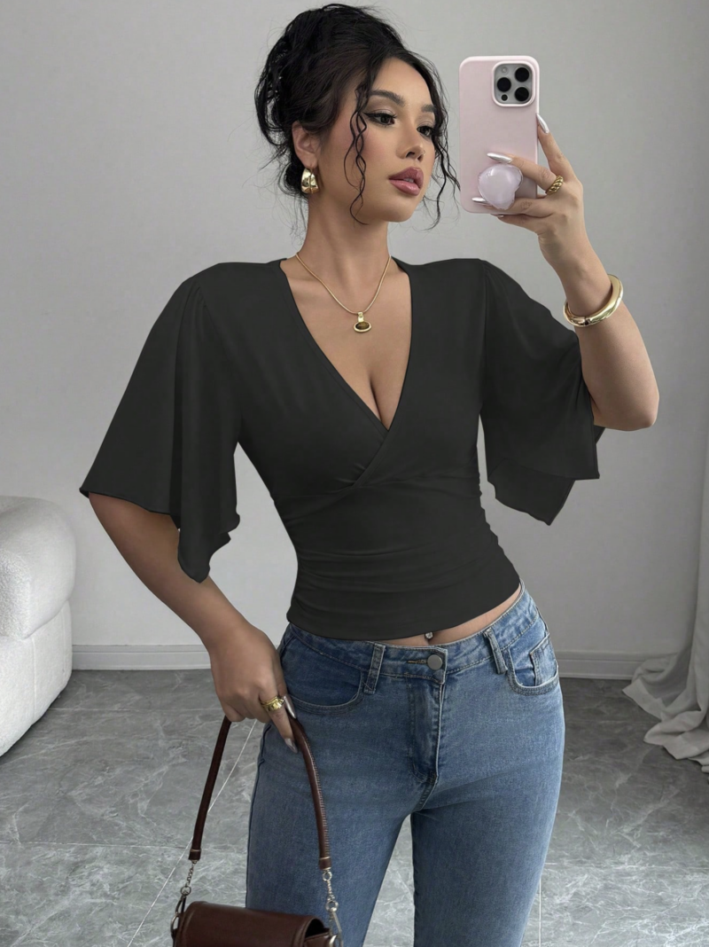 Vivi Black Flared Sleeves Top