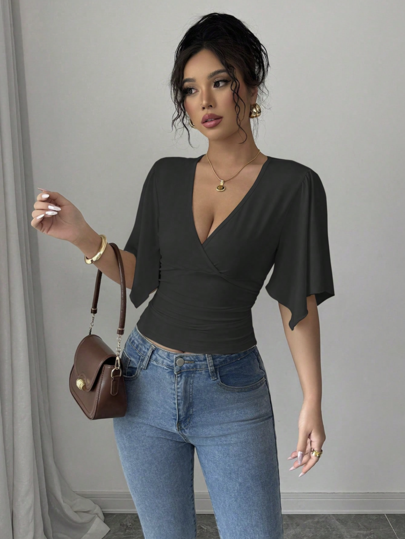 Vivi Black Flared Sleeves Top - Image 3