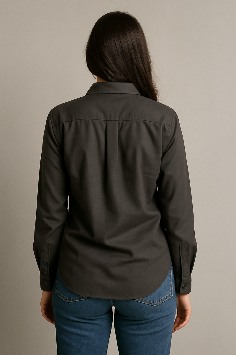 Iris Black Satin Relaxed Fit Boyfriend Shirt - Image 3