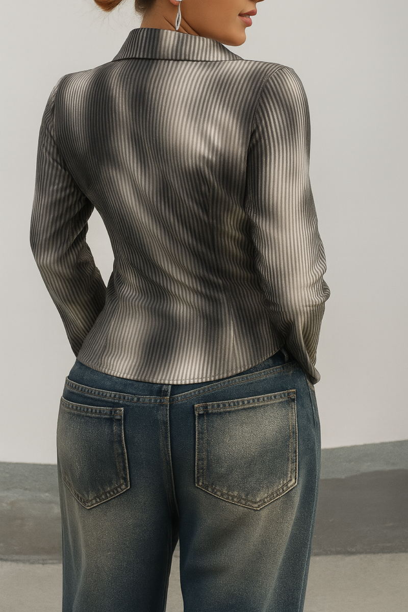 Noela Tie Dye Print Full Sleeves Pleated Shirt - Image 2