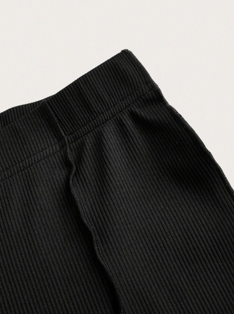 Binny Black Lettuce Hem Flared Leg Pants - Image 4