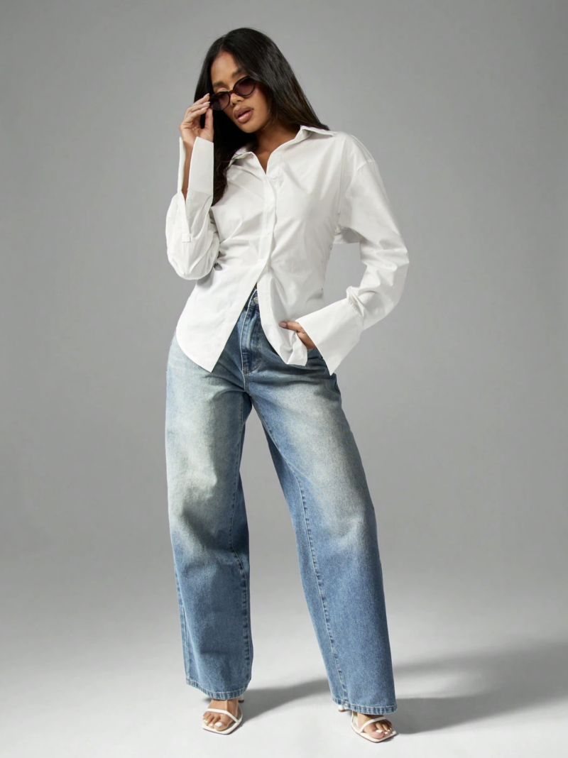 Alisha White Full Sleeves Back Tie Shirt