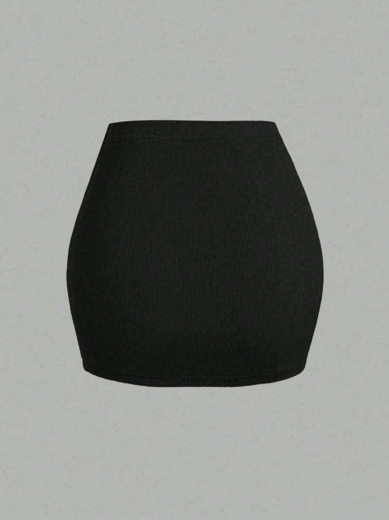 Travi Black Foldover Tie Waist Ruched Skirt - Image 2