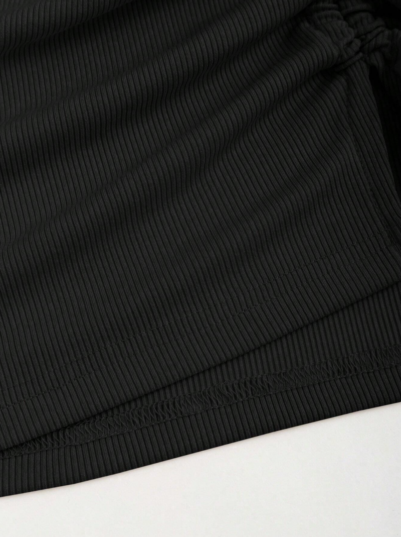 Travi Black Foldover Tie Waist Ruched Skirt - Image 3