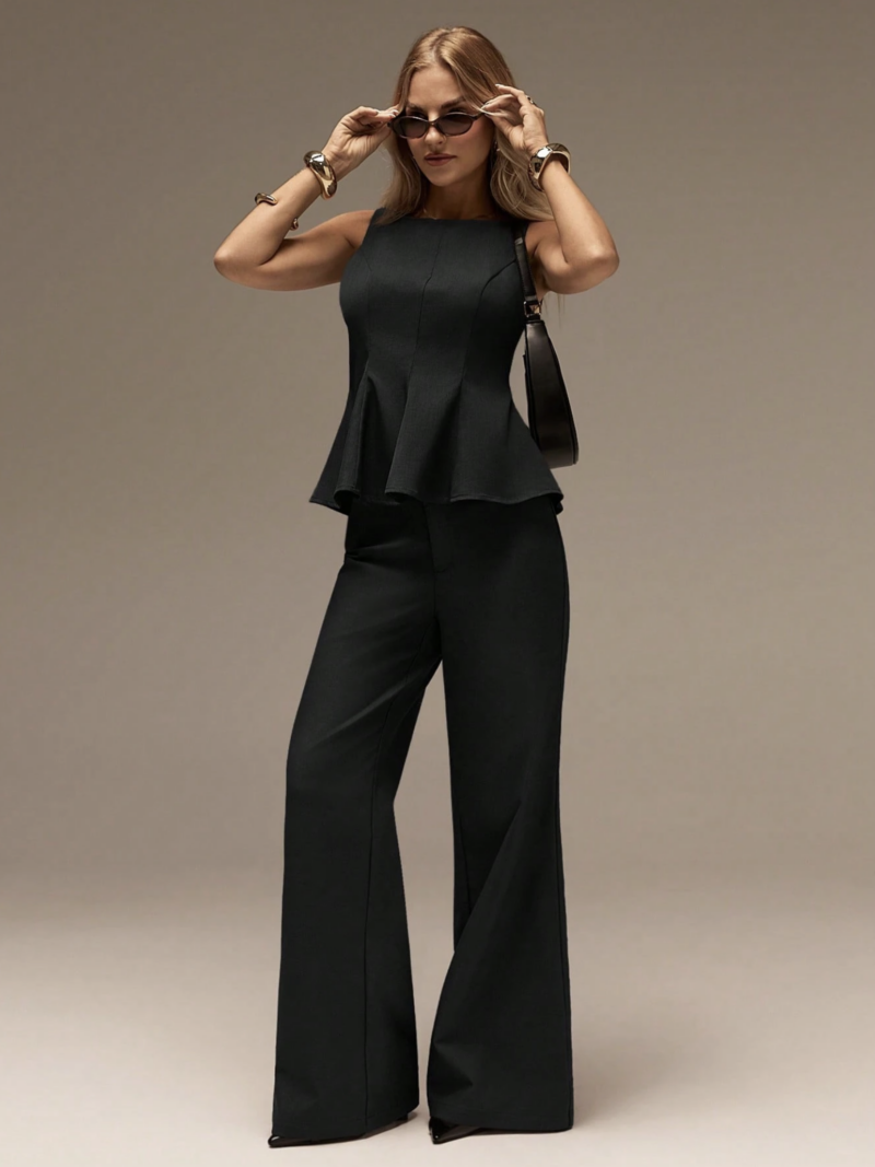 Biya Black Wide Leg Stretchy Trousers - Image 4