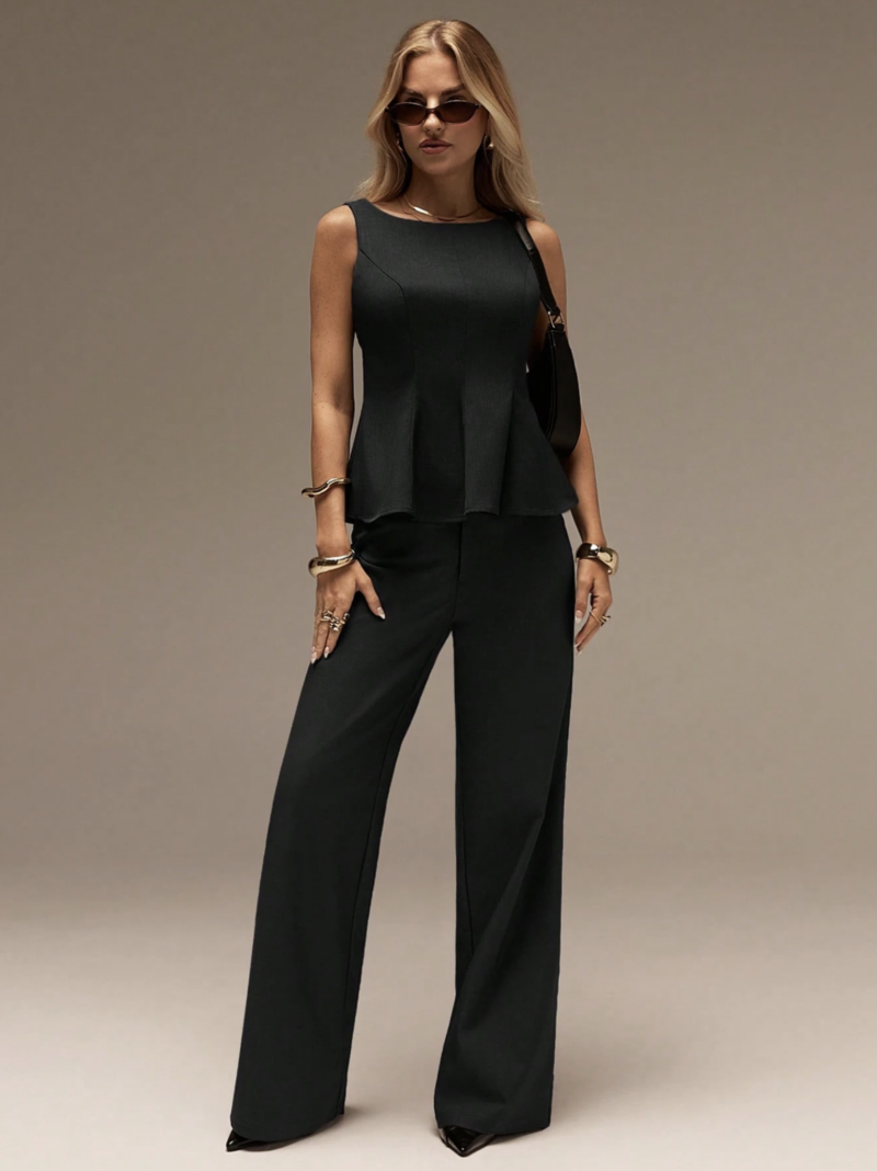 Biya Black Wide Leg Stretchy Trousers - Image 5