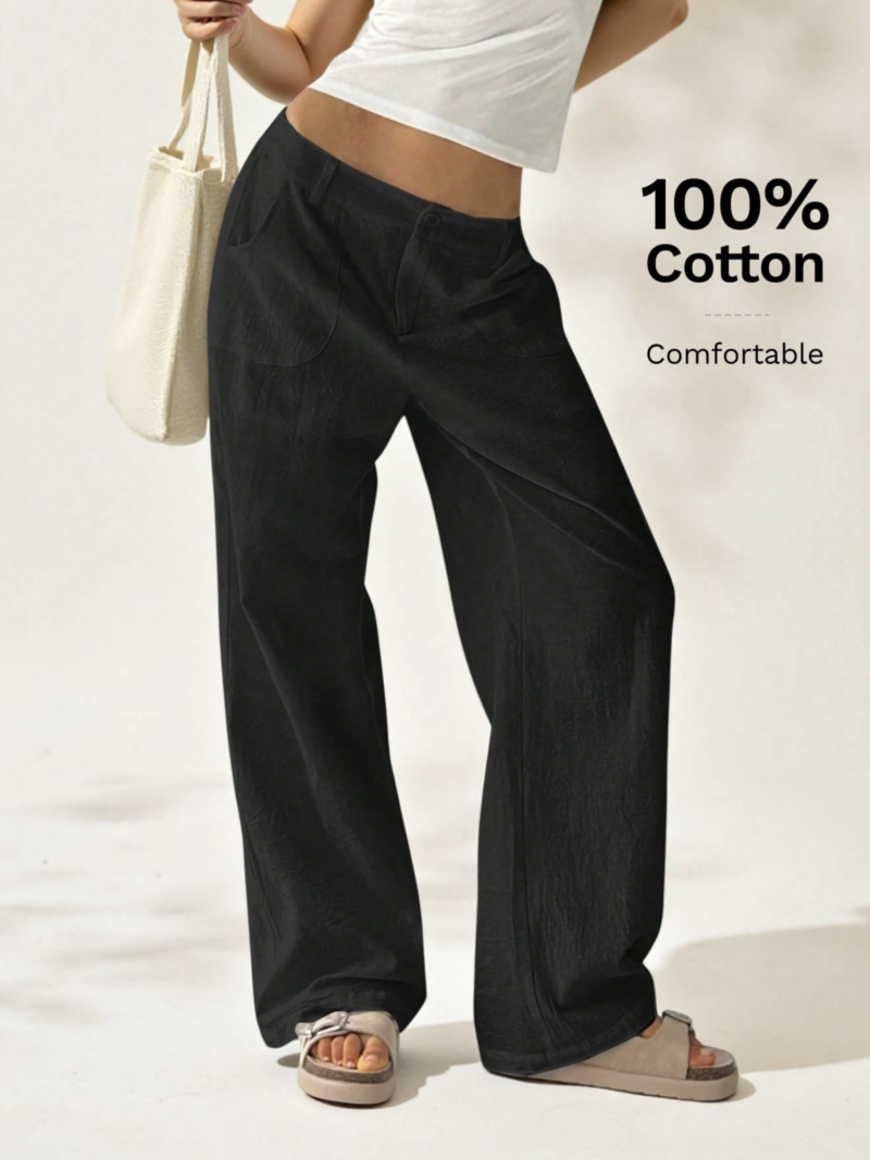 Teva Black Relaxed Fit Cotton Pants