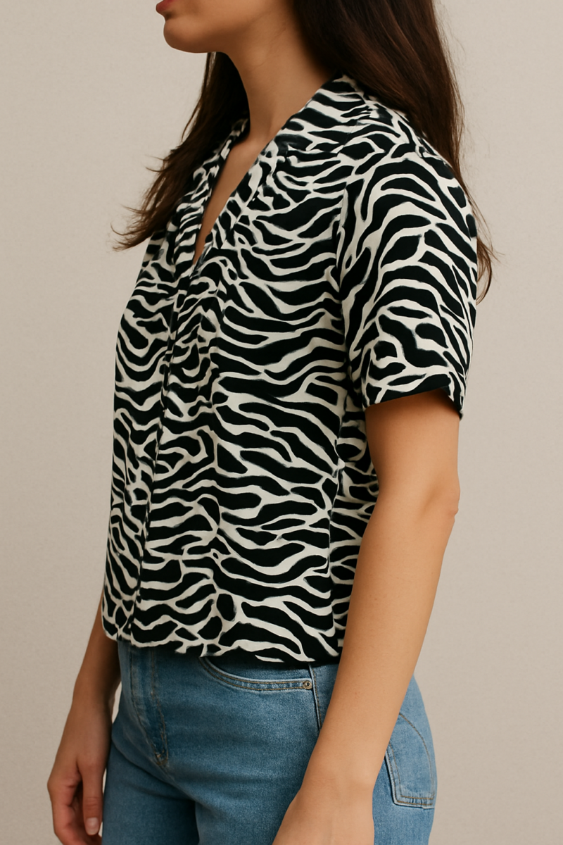 Ruh Zebra Print Revered Collar Shirt - Image 2